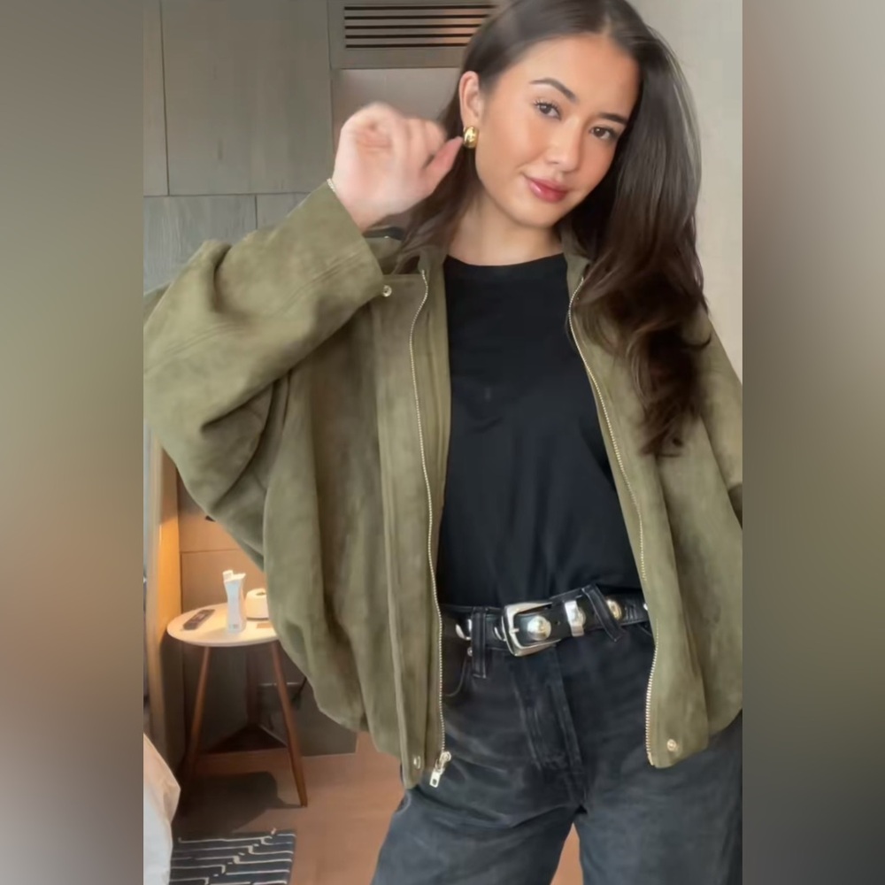 🦋 ZARA VIRAL 🦋 BLOGGERS FAVORITE 🦋 NWT ZARA FAUX SUEDE BOMBER JACKET - Picture 14 of 16
